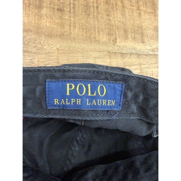 Polo Ralph Lauren Black Hat Cap Strap Back Mens One Size Adjustable Red Logo - Picture 5 of 5